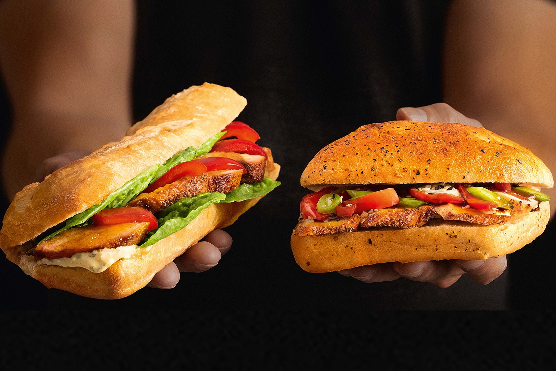 Baguette Tandoori Chicken und Hot Sandwich Teriyaki Chicken