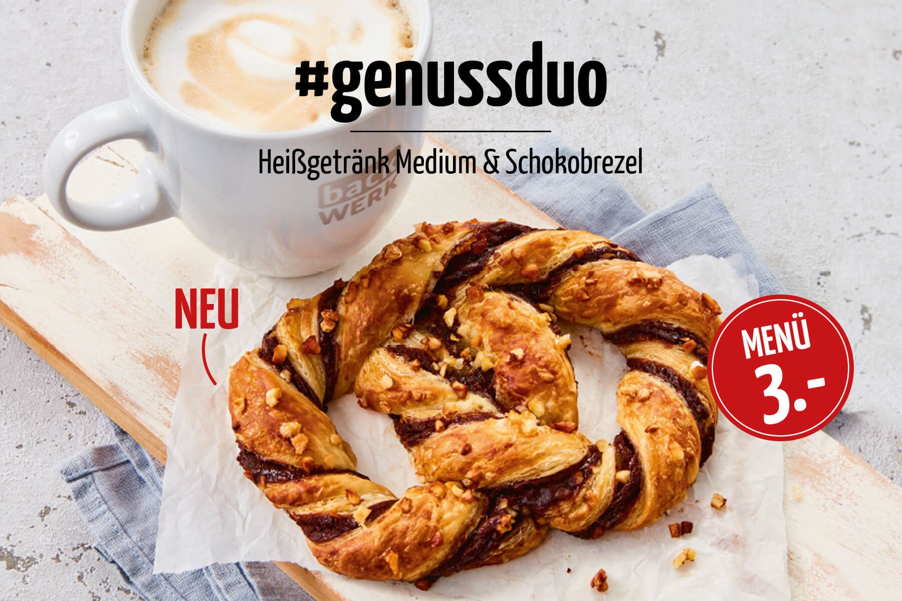 #genussduo – Schokobrezel + Heißgetränk Medium