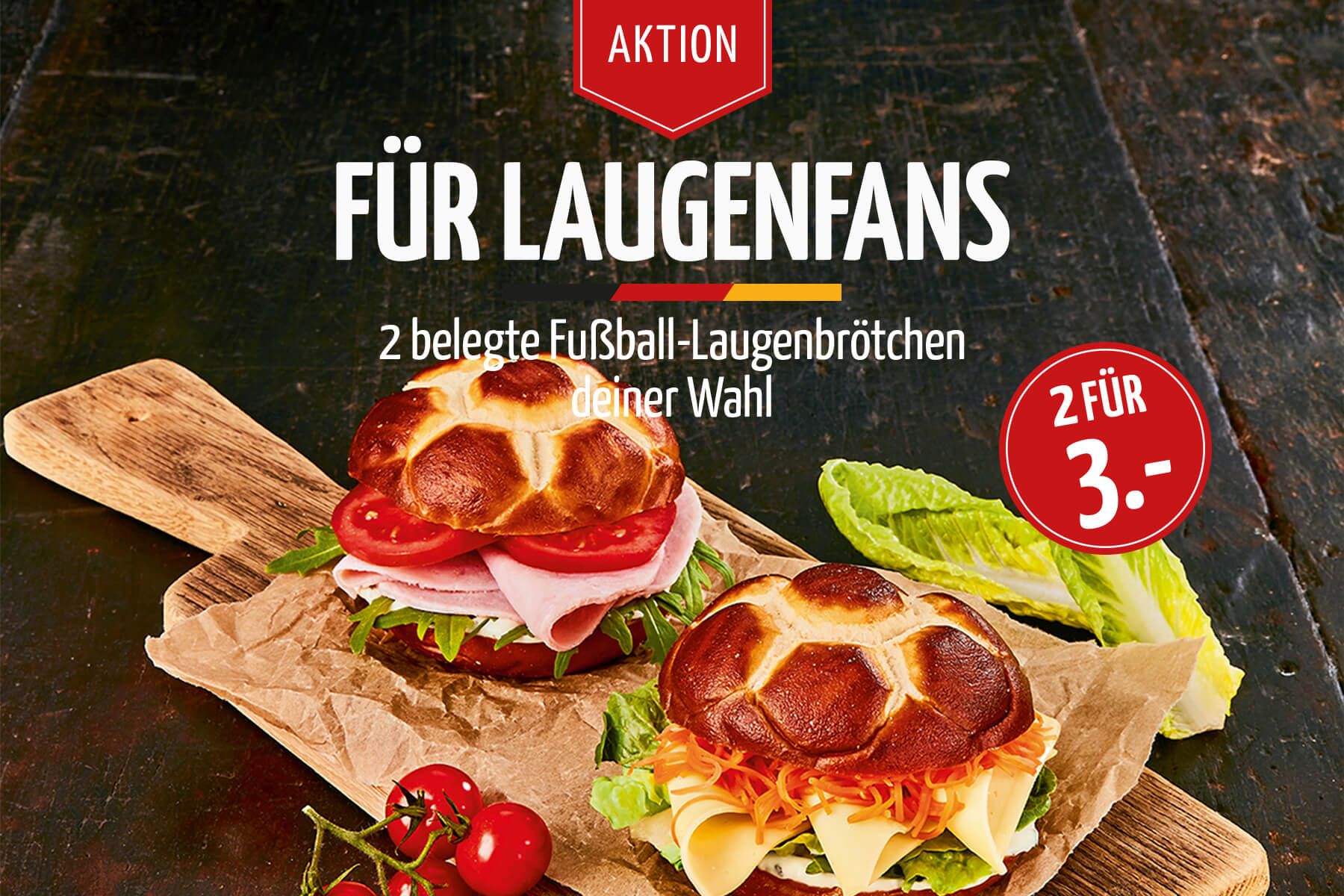 Für Laugenfans - Belegte Fußball-Laugenbrötchen bei BackWerk