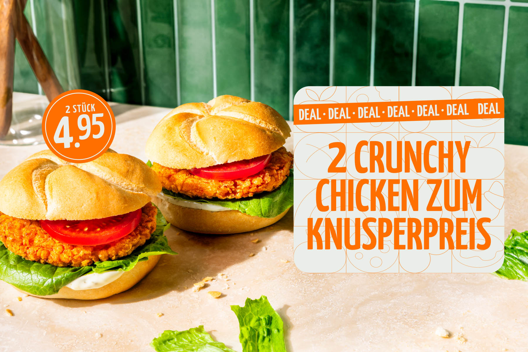 DEAL: 2 Crunchy Chicken zum Knuperpreis: Bis zum 14. Juni: 2 Crunchy Chicken für 4,95€