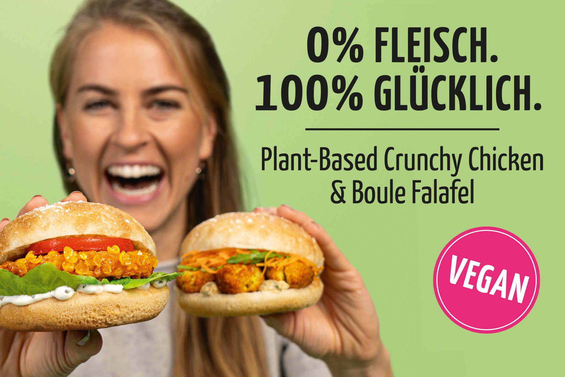 Veganuary 2024 bei BackWerk mit dem Plant Based Crunchy Chicken und der Boule Falafel